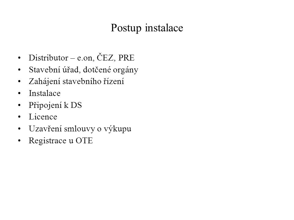 Postup instalace Distributor – e.on, ČEZ, PRE