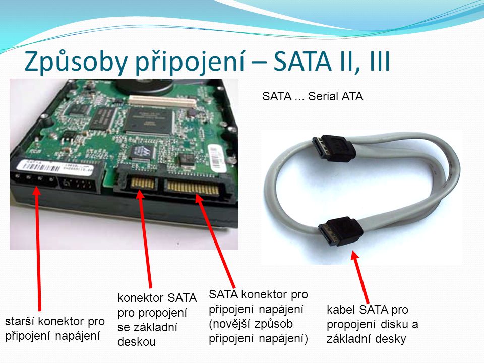 Způsoby připojení – SATA II, III