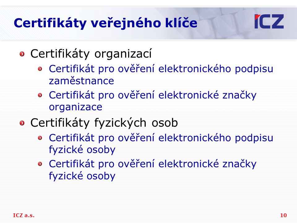 Certifikáty veřejného klíče