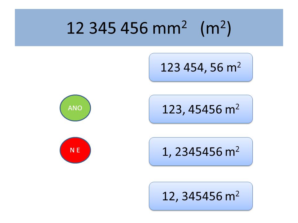 mm2 (m2) , 56 m2 ANO 123, m2 N E 1, m2 12, m2