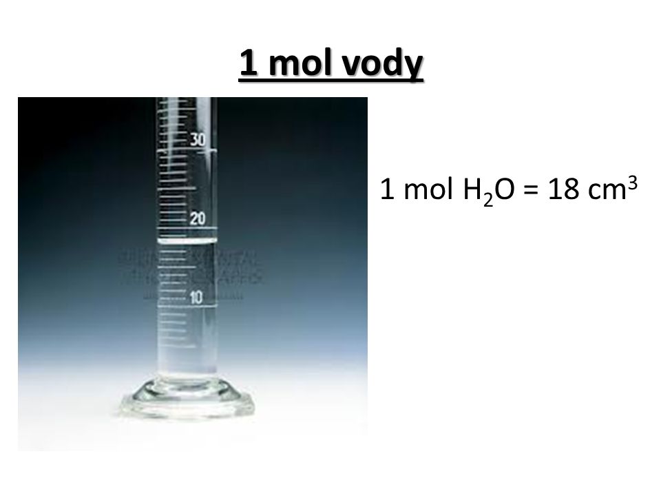 1 mol vody 1 mol H2O = 18 cm3