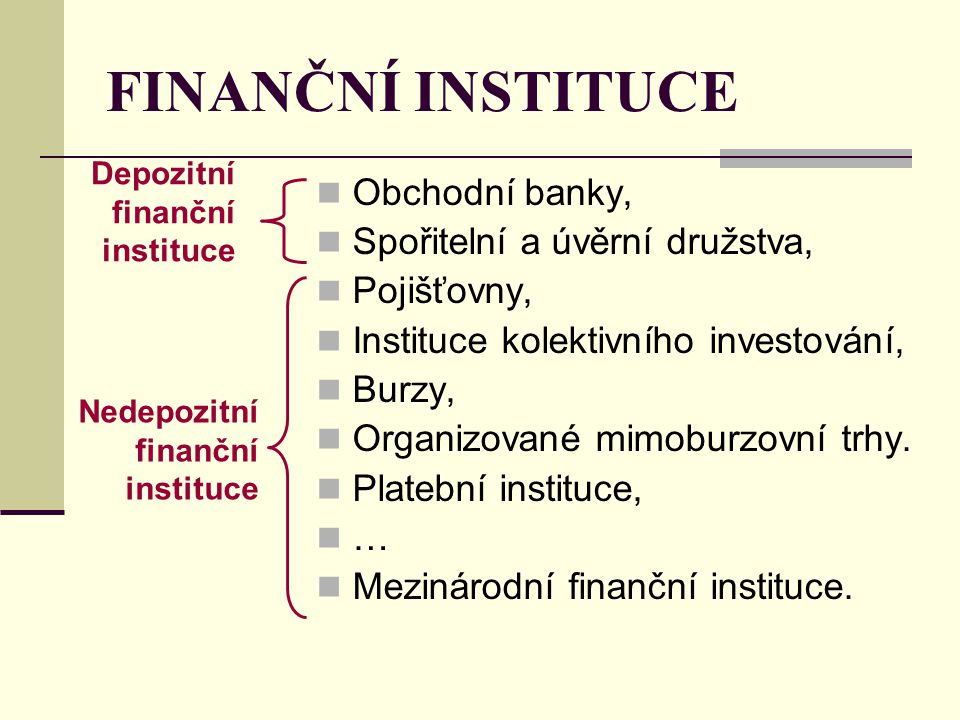 Co je to finanční instituce?
