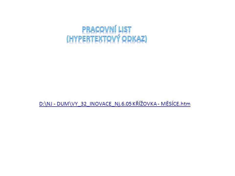 Pracovní list (hypertextový odkaz)